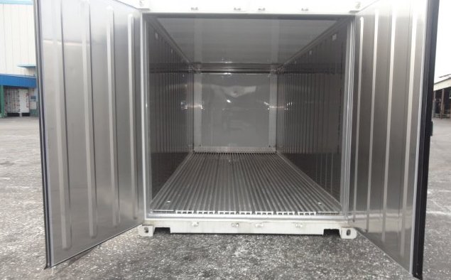 refrigerated shipping container interior, refrigerated storage container interior